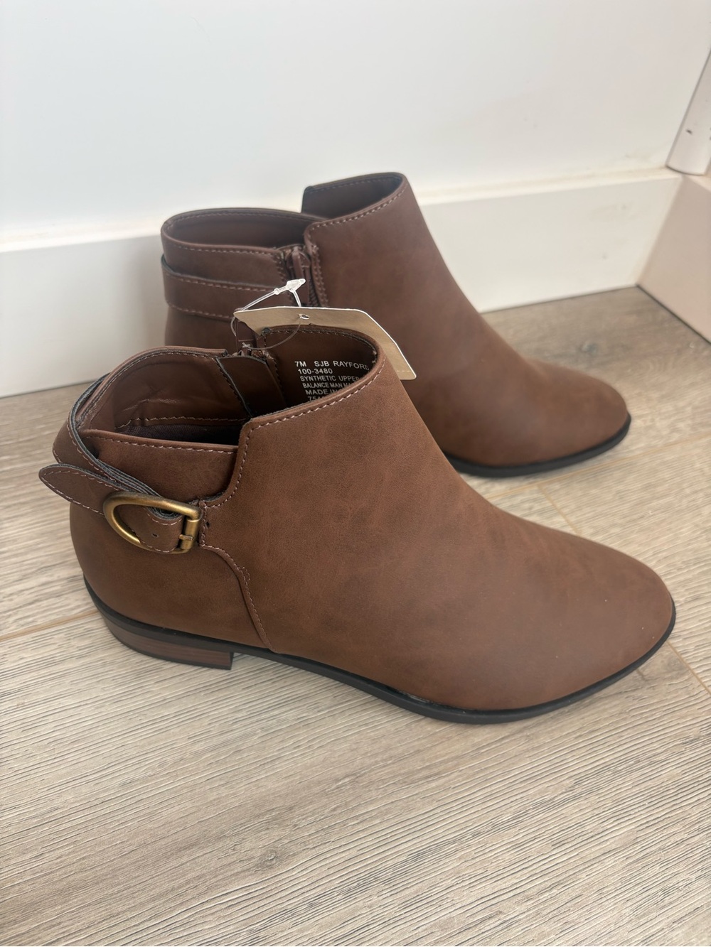 St. John's Bay Brown Faux-Leather Ankle Booties